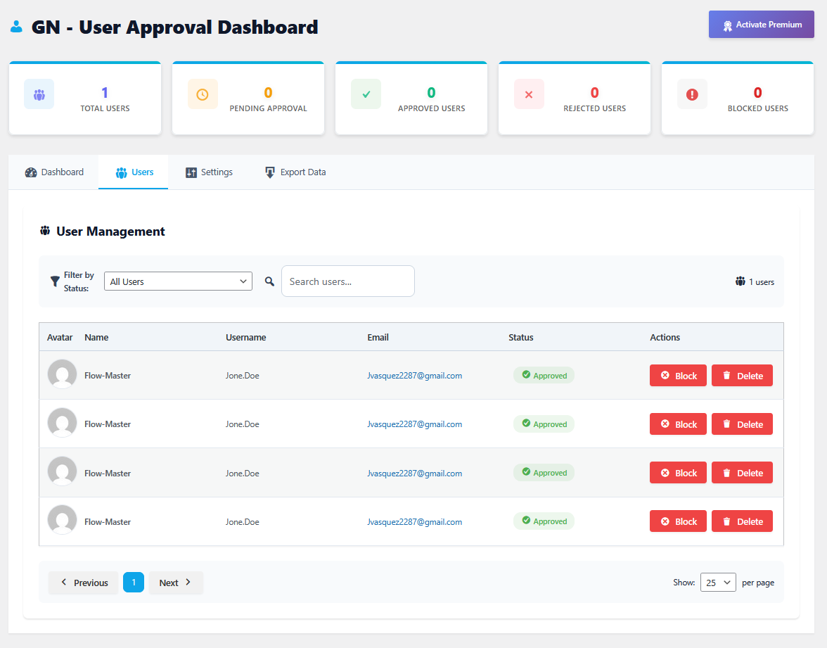 GN User Approval screenshot 5