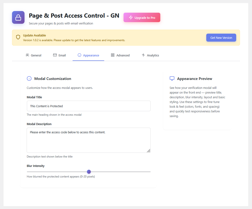 GN Page & Post Access Control screenshot 3